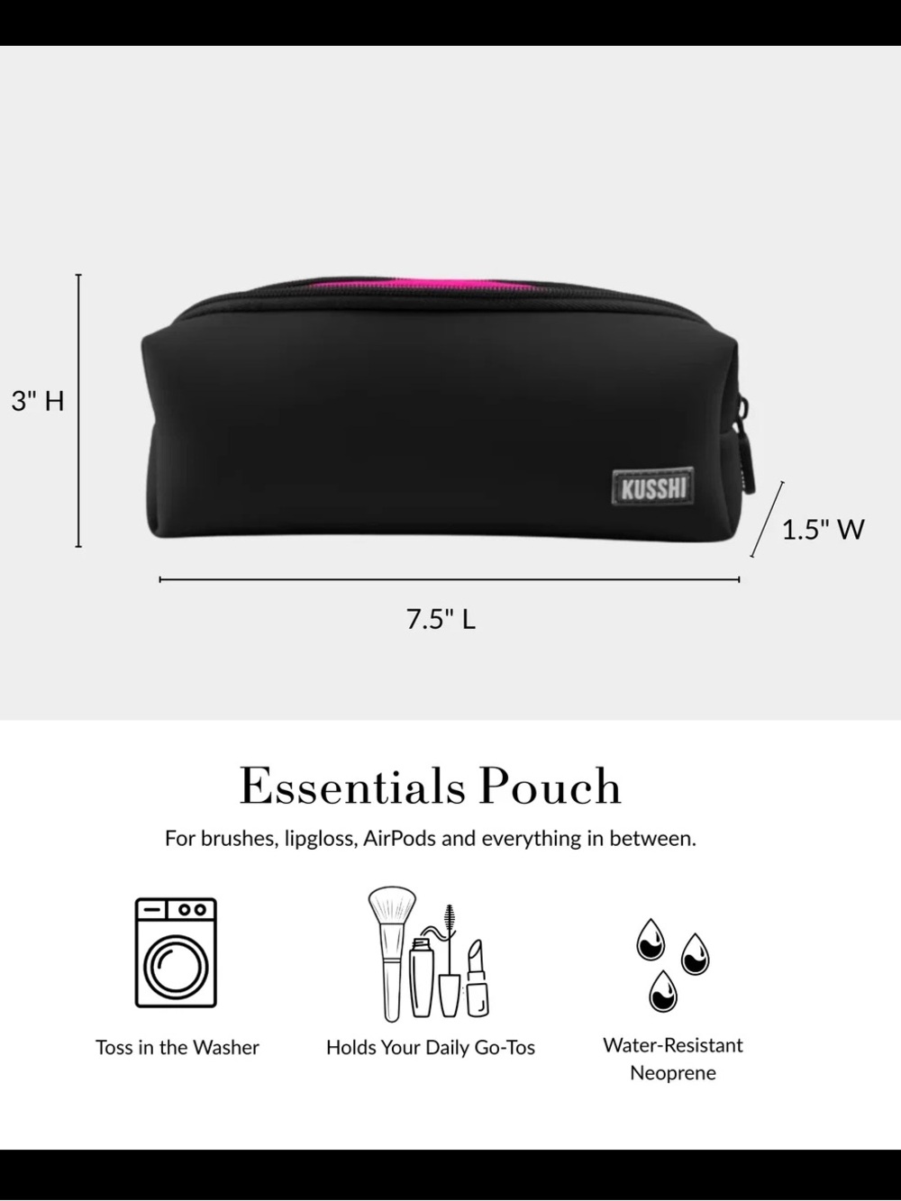 Kusshi Hot Pink Cosmetic Pouch - Picture 4 of 10